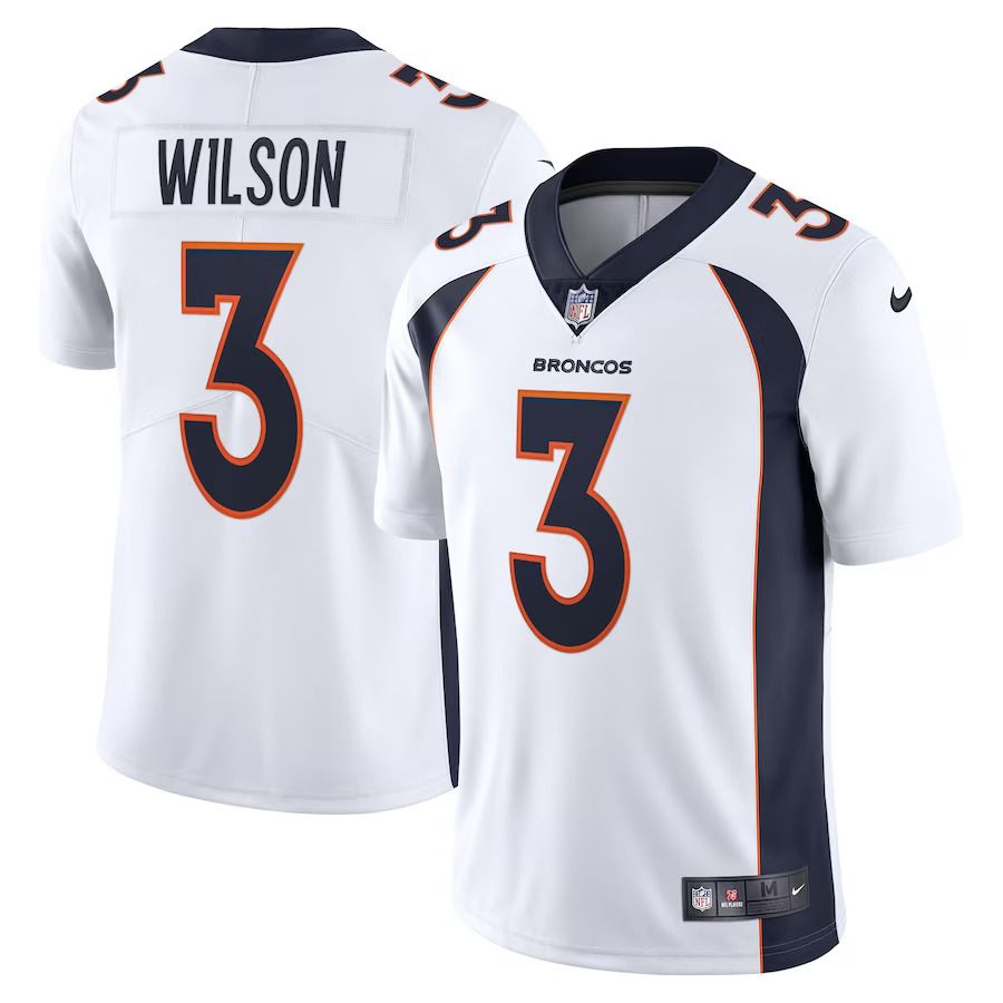 Men Denver Broncos 3 Russell Wilson Nike White Team Vapor Limited NFL Jersey